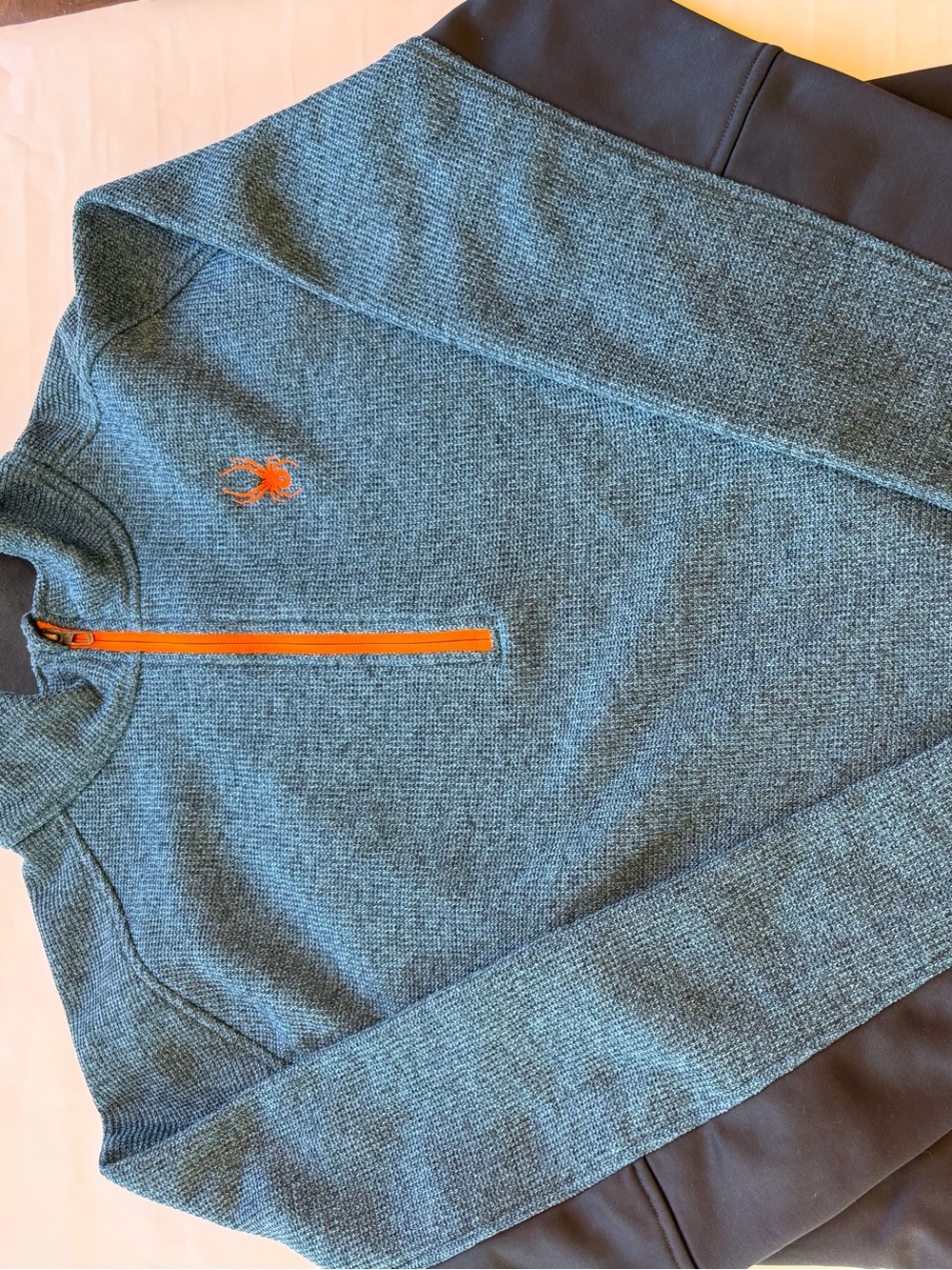 Spyder Men’s Half-Zip Sweater in Teal with Orange Accents XXL